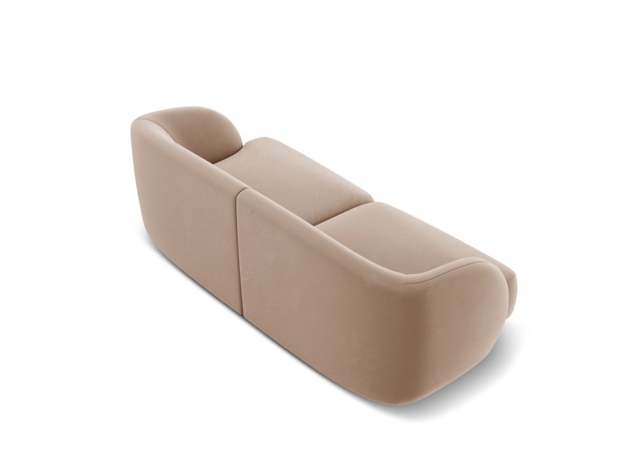 MICADONI Miley sofa, 2 seter - brun flyel og sort plast