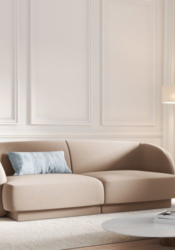 MICADONI Miley sofa, 2 seter - brun flyel og sort plast