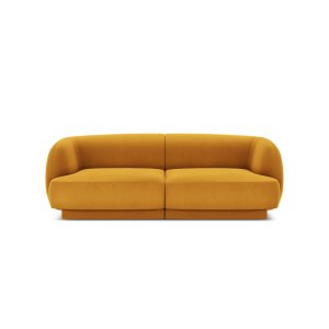 MICADONI Miley sofa, 2 sder - gul fljl og sort plast
