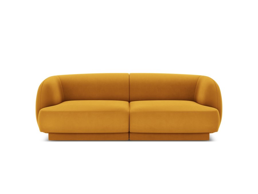 MICADONI Miley sofa, 2 seter - gul flyel og sort plast