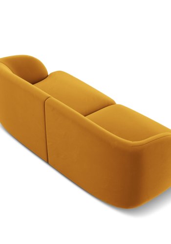MICADONI Miley sofa, 2 seter - gul flyel og sort plast