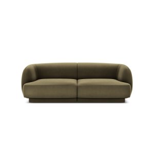 MICADONI Miley sofa, 2 sder - grn fljl og sort plast