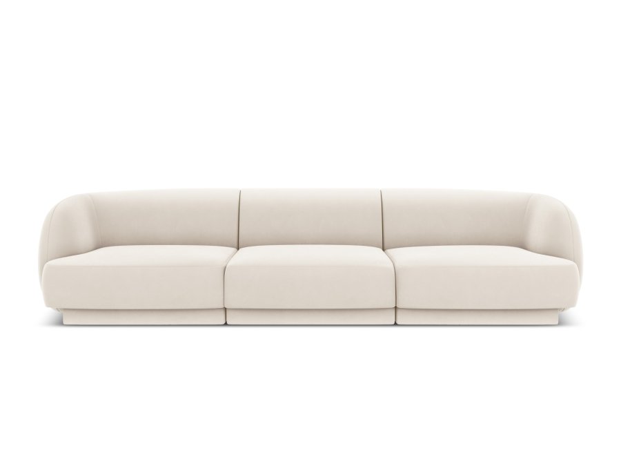 MICADONI Miley sofa, 3 seter - beige flyel og sort plast