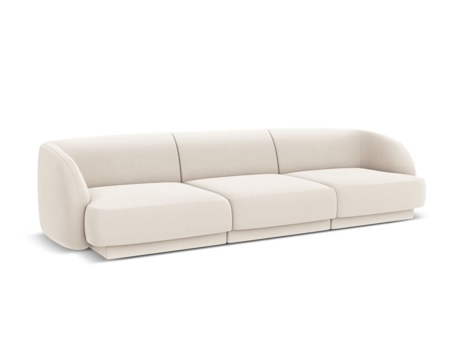 MICADONI Miley sofa, 3 seter - beige flyel og sort plast