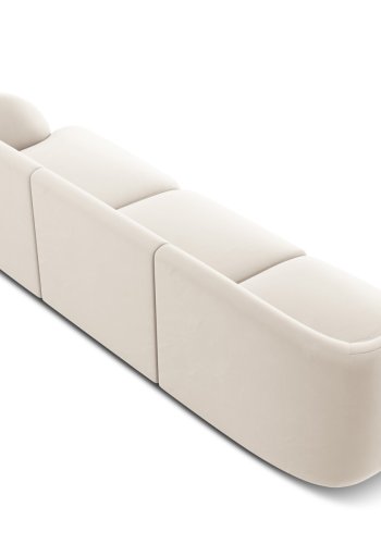 MICADONI Miley sofa, 3 seter - beige flyel og sort plast