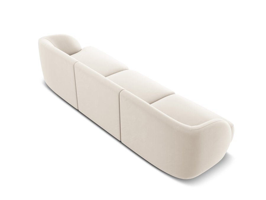 MICADONI Miley sofa, 3 seter - beige flyel og sort plast