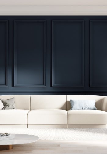 MICADONI Miley sofa, 3 seter - beige flyel og sort plast