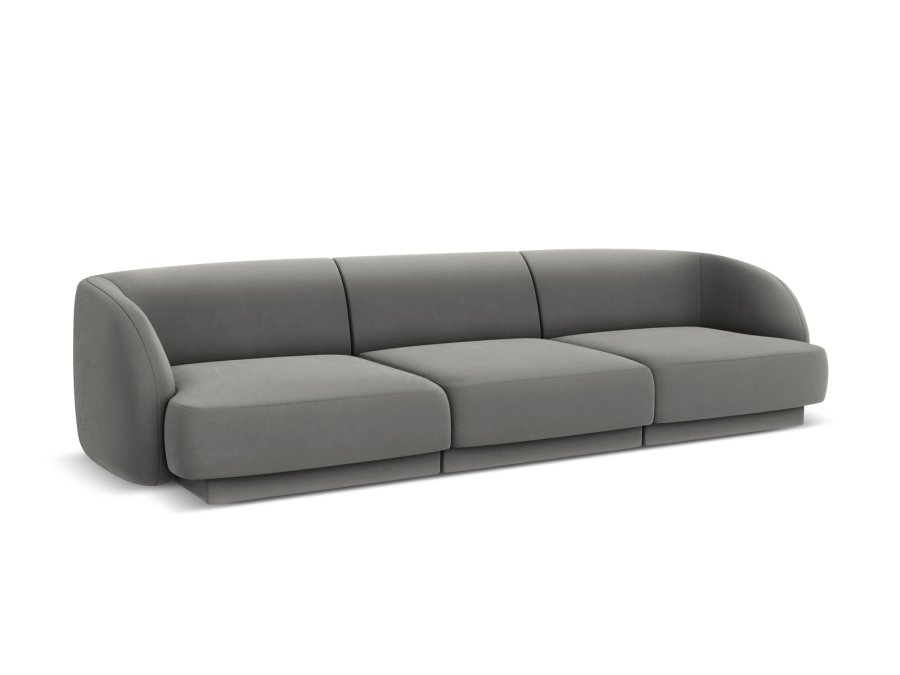 MICADONI Miley sofa, 3 seter - gr flyel og sort plast