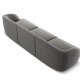 MICADONI Miley sofa, 3 seter - gr flyel og sort plast