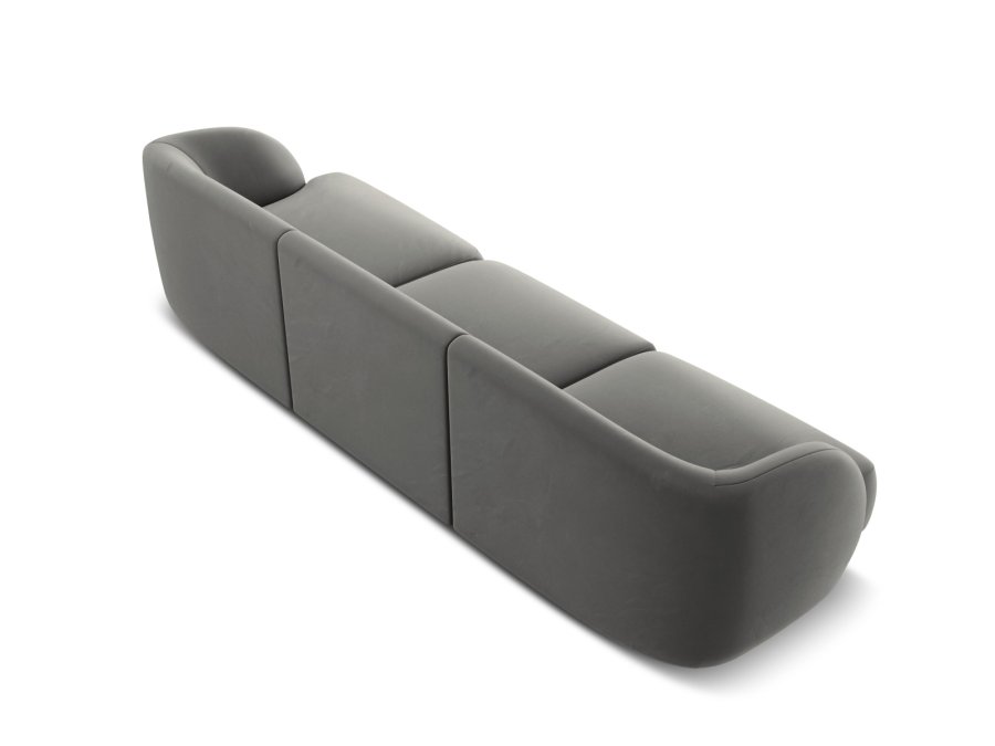 MICADONI Miley sofa, 3 seter - gr flyel og sort plast