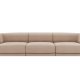 MICADONI Miley sofa, 3 seter - brun flyel og sort plast