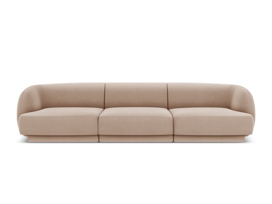 MICADONI Miley sofa, 3 seter - brun flyel og sort plast