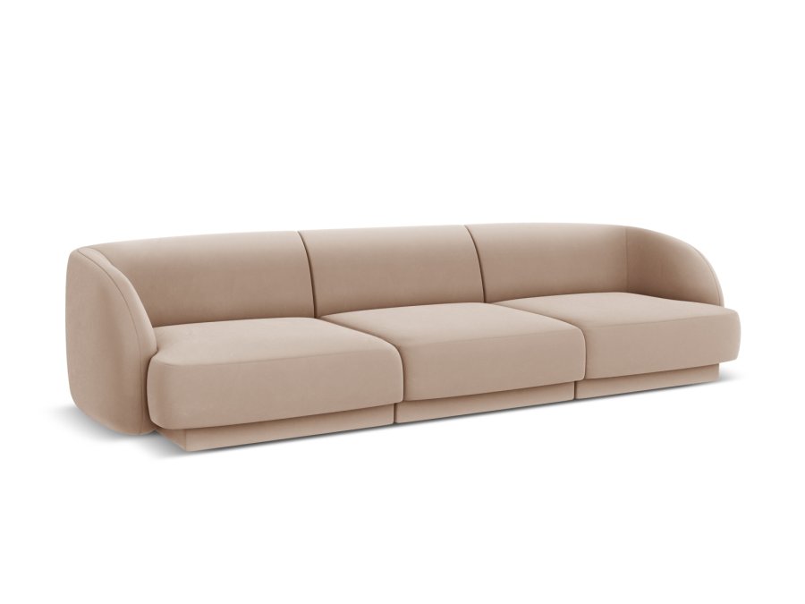 MICADONI Miley sofa, 3 seter - brun flyel og sort plast