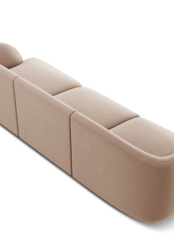 MICADONI Miley sofa, 3 seter - brun flyel og sort plast