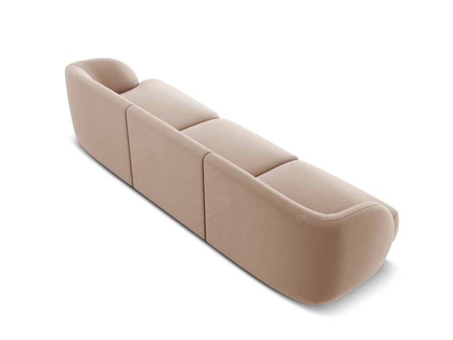 MICADONI Miley sofa, 3 seter - brun flyel og sort plast