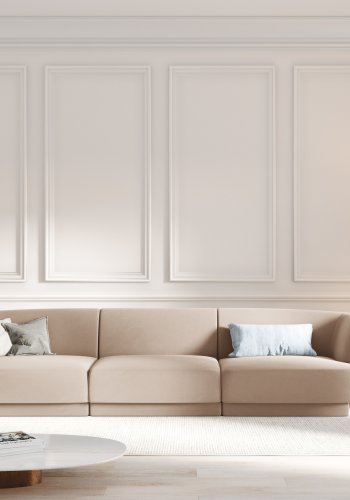 MICADONI Miley sofa, 3 seter - brun flyel og sort plast