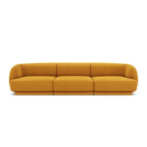 MICADONI Miley sofa, 3 sder - gul fljl og sort plast