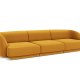 MICADONI Miley sofa, 3 seter - gul flyel og sort plast