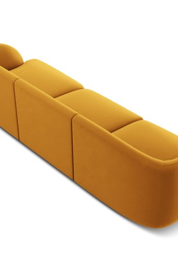 MICADONI Miley sofa, 3 seter - gul flyel og sort plast