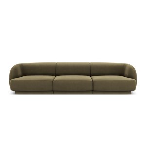MICADONI Miley sofa, 3 sder - grn fljl og sort plast