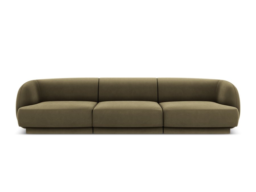 MICADONI Miley sofa, 3 seter - grnn flyel og sort plast