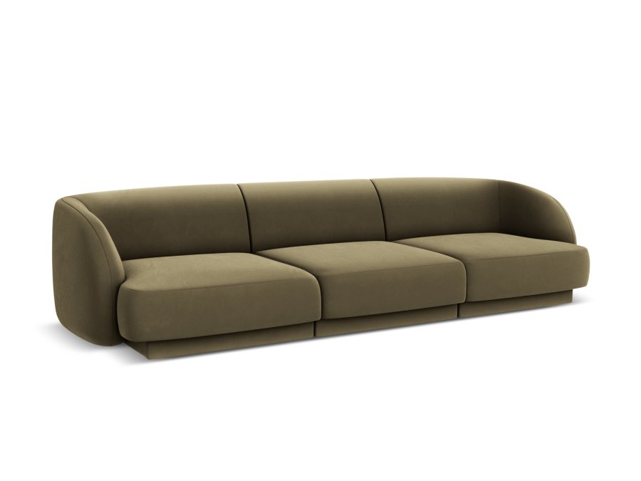 MICADONI Miley sofa, 3 seter - grnn flyel og sort plast