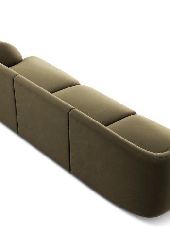 MICADONI Miley sofa, 3 seter - grnn flyel og sort plast