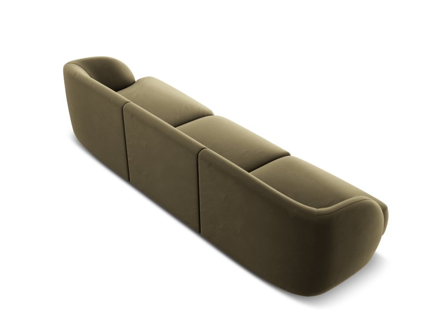 MICADONI Miley sofa, 3 seter - grnn flyel og sort plast