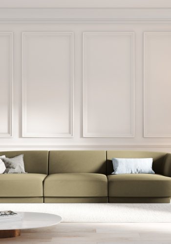 MICADONI Miley sofa, 3 seter - grnn flyel og sort plast