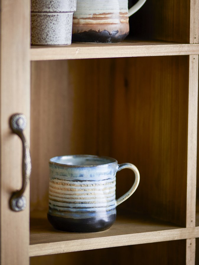 BLOOMINGVILLE Deana Tasse, Blau, Steingut (D8,5xH9 cm, 4er-Set)