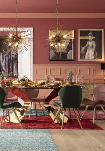 KARE DESIGN Gloria spisebord, rektangulrt - klart glass og gullstl (200x100)