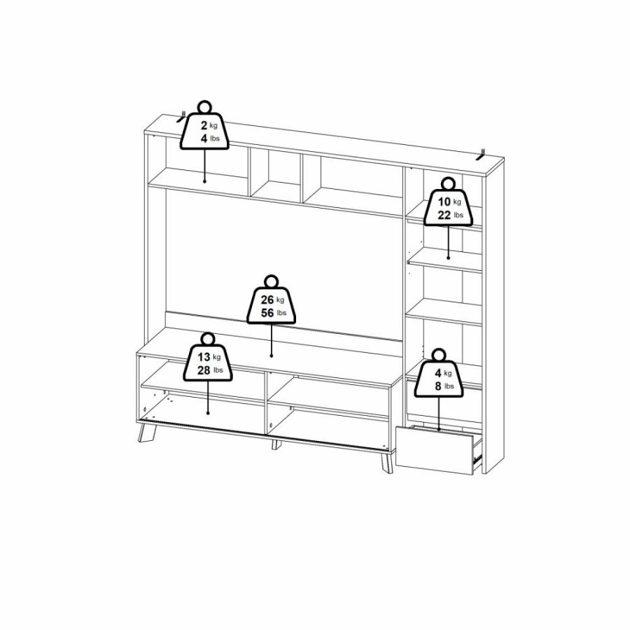 TVILUM Next TV-reol 1 skydelge + 1 lge + 2 skuffer