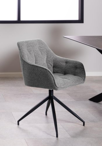 ACT NORDIC Brooke spisebordsstol, m armlener, svingfunksjon, sm - grtt stoff og sort stl