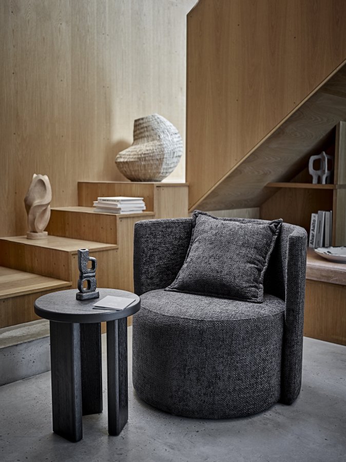 BLOOMINGVILLE Mimola sidebord, rund - sort fyrretr (D40xH50)