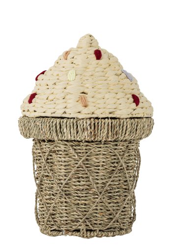 BLOOMINGVILLE MINI Cilliekorg med lock, Natur, Sjgrs (D28xH41 cm)