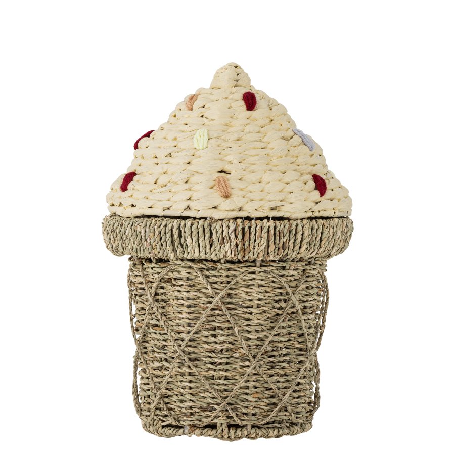 BLOOMINGVILLE MINI Cilliekorg med lock, Natur, Sjgrs (D28xH41 cm)