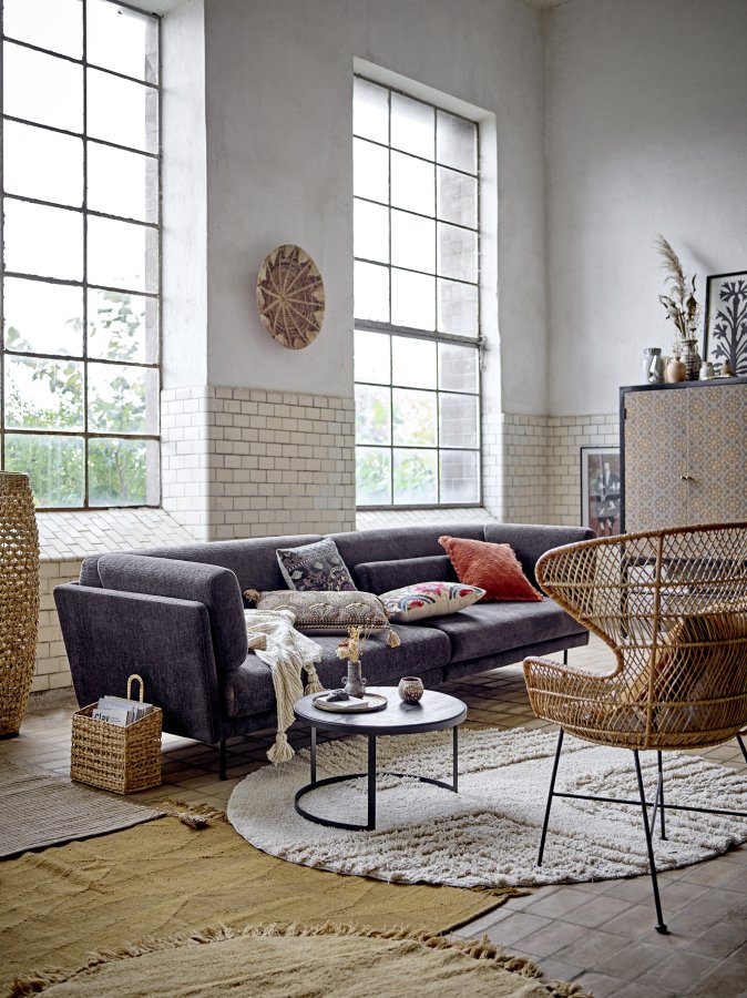 BLOOMINGVILLE Lenea Matta, Gul, Ull, D110 cm