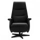 Delta Relax-Drehsessel mit Armlehnen – schwarzes Leder und schwarzes Metall