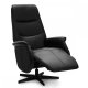 Delta Relax-Drehsessel mit Armlehnen – schwarzes Leder und schwarzes Metall