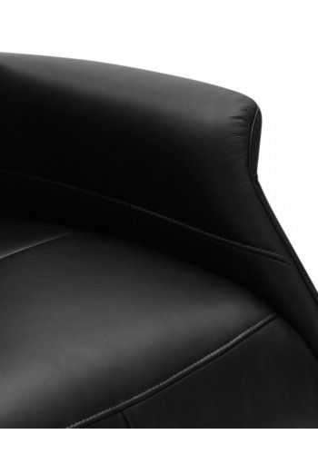 Delta Relax-Drehsessel mit Armlehnen – schwarzes Leder und schwarzes Metall
