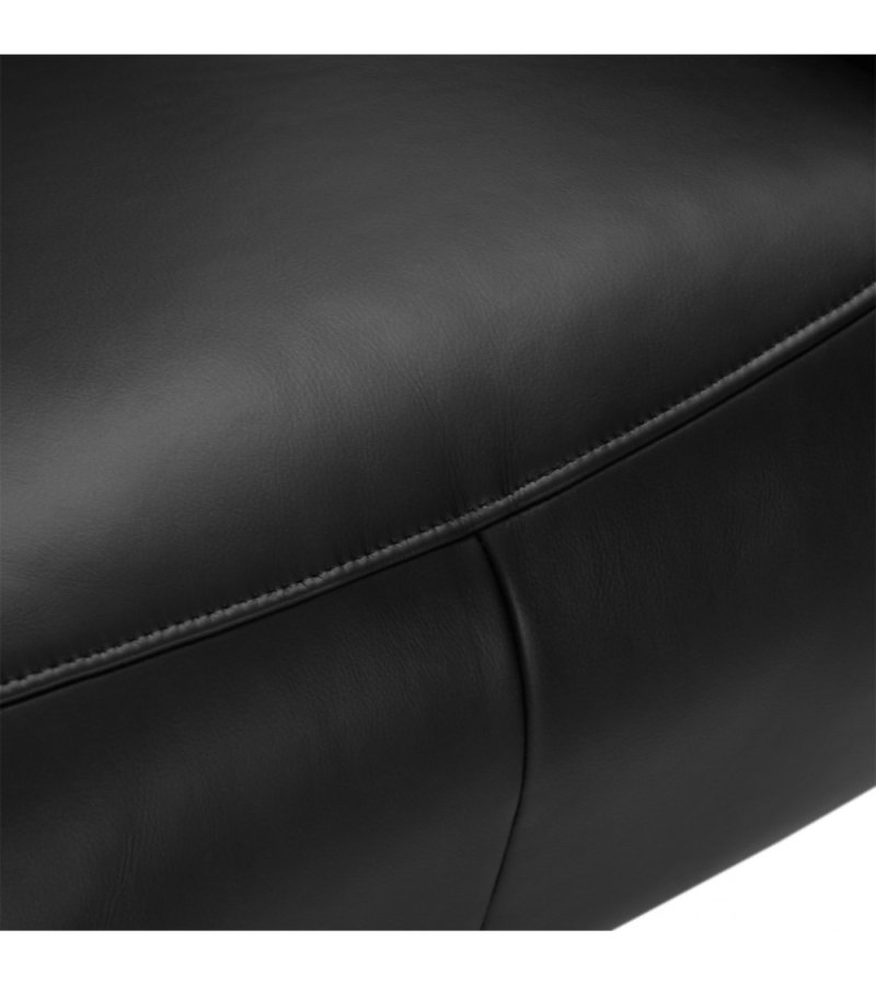 Delta Relax-Drehsessel mit Armlehnen – schwarzes Leder und schwarzes Metall