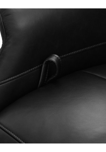 Delta Relax-Drehsessel mit Armlehnen – schwarzes Leder und schwarzes Metall