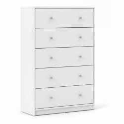 May kommode - hvid, m. 5 skuffer
