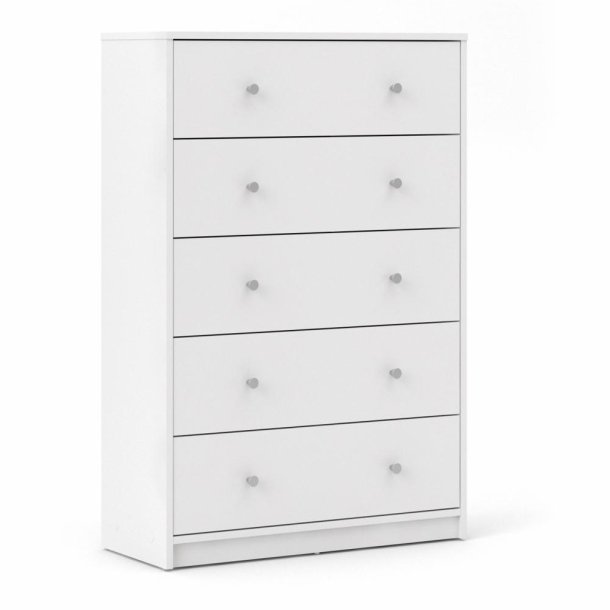 May kommode - hvid, m. 5 skuffer