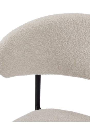 Diana spisebordsstol - hvid bouclé stof og sort metal