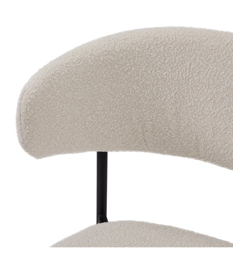 Diana spisebordsstol - hvid bouclé stof og sort metal