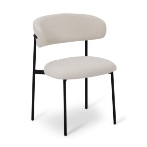 Diana spisebordsstol - hvid bouclé stof og sort metal