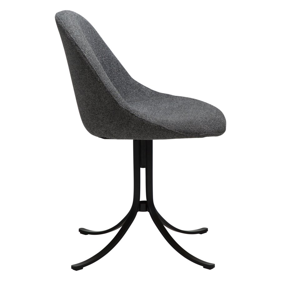 DANFORM Dolo Drehstuhl - kieselgrauer Bouclé-Stoff und schwarzer Stahl 