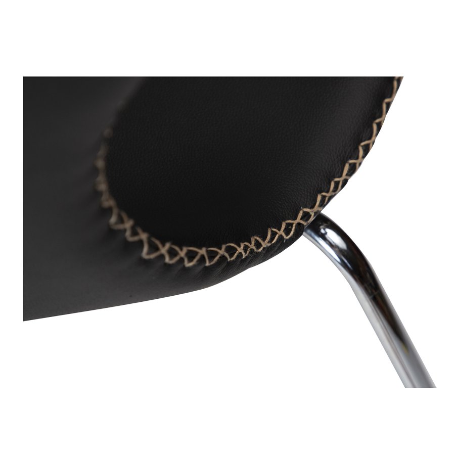 DAN-FORM Dolphin spisebordsstol - sort lder og krom stl