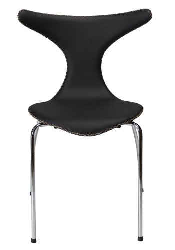 DAN-FORM Dolphin spisebordsstol - sort lder og krom stl